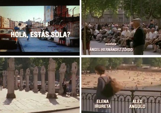 Varias imágenes de 'Hola, ¿estás sola?', donde puede verse Valladolid, junto a las vías, la plaza de Vadillos, la plaza de la Universidad y Las Moreas.
